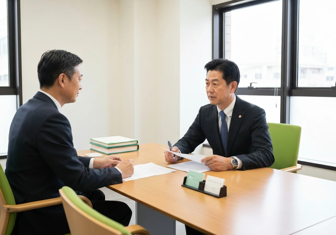 労働相談で使う勤怠表、雇用契約書、メモ、タイムカードが並ぶ机の写真